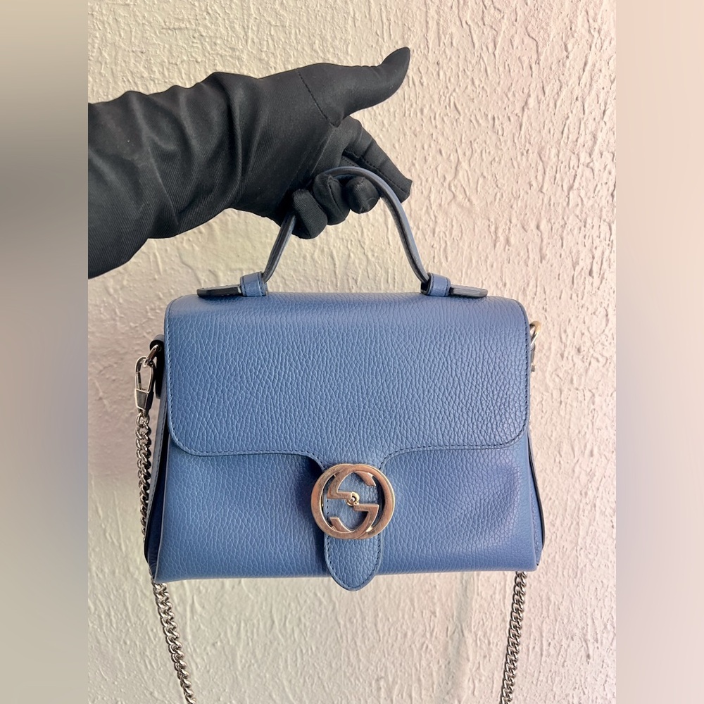 Gucci Calfskin Interlocking G Top Handle Bag - Picture 3 of 11